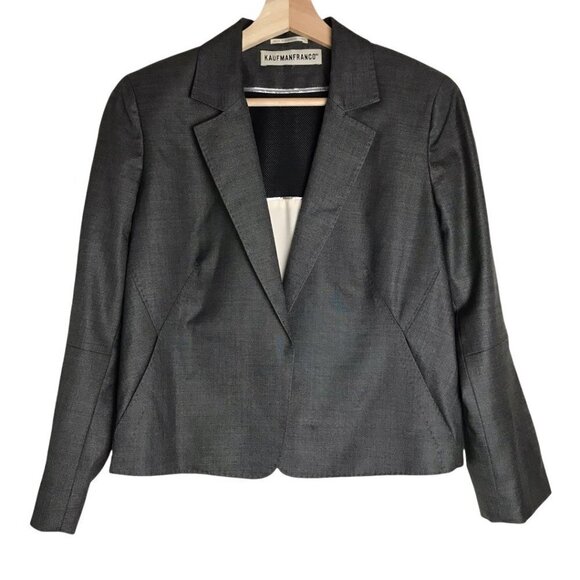 Kaufmanfranco Gray Wool/Silk Blend Cropped Blazer - Picture 1 of 7